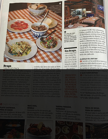 Artigo sobre a Tasca do Paiol na Revista Sábado